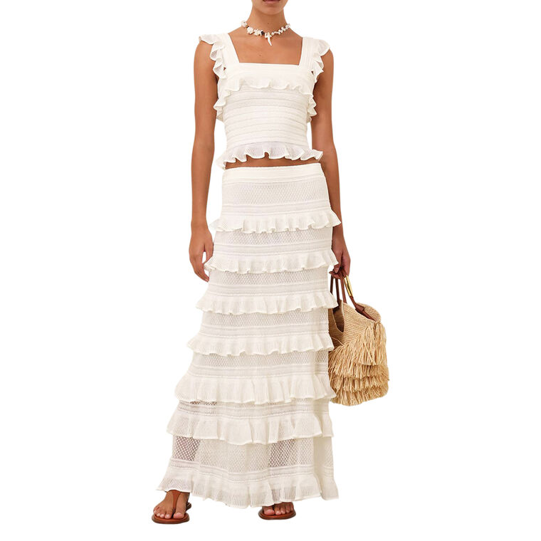 Illuminate Lace Frill Midi Skirt image number null