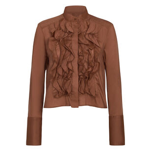 Patti Ruffle Front Button-Up Shirt