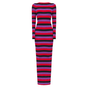 Valia Long Sleeve Ribbed Knit Maxi Dress