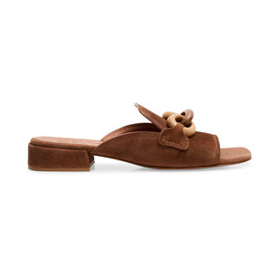 Enna Low Heel Slide Sandal With Wood Detail