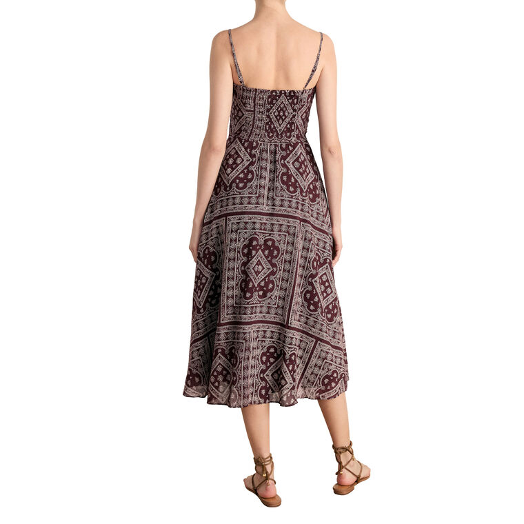 Kitt Sleeveless Bandana Print Midi Dress image number null