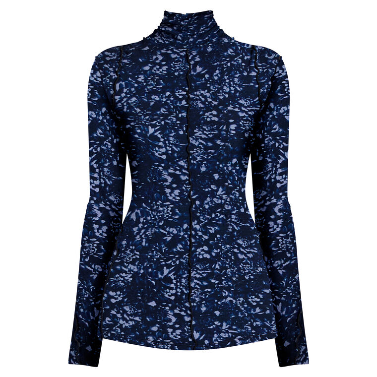 Audrey Long Sleeve Turtleneck Top In Printed Jersey image number null