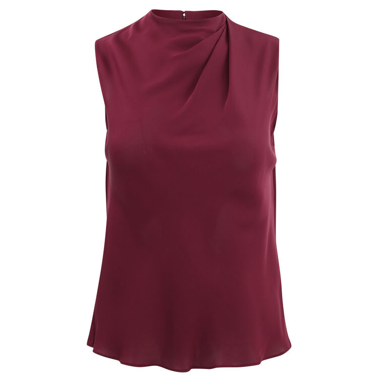 Stretch-Silk Draped Sleeveless Blouse image number null