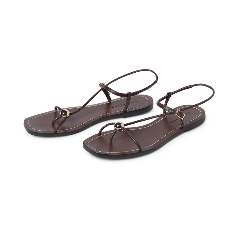 Lara Strappy Flat Sandal With Ornament Detail image number null