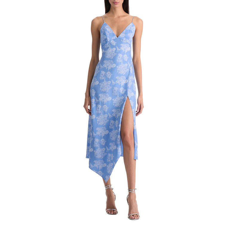 Julietta Drapey Asymmetric Midi Slip Dress image number null