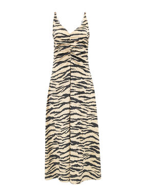 Crinkled Satin Maxi Strap Dress