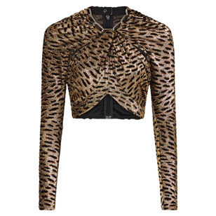Metallic Jacquard Twisted Cropped Tiger Top