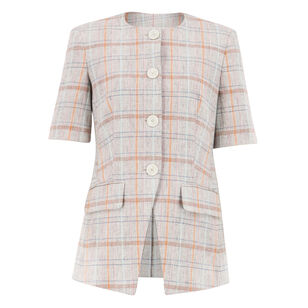 Bodie Short Sleeve Plaid Crew Neck Jacket