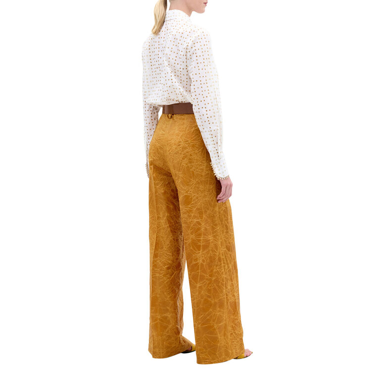 Naroa Long Sleeve Dotted Lase-Cut Button-Down Blouse image number null