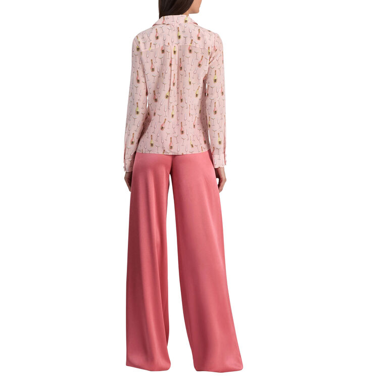 Willa Champagne Print Silk Top image number null