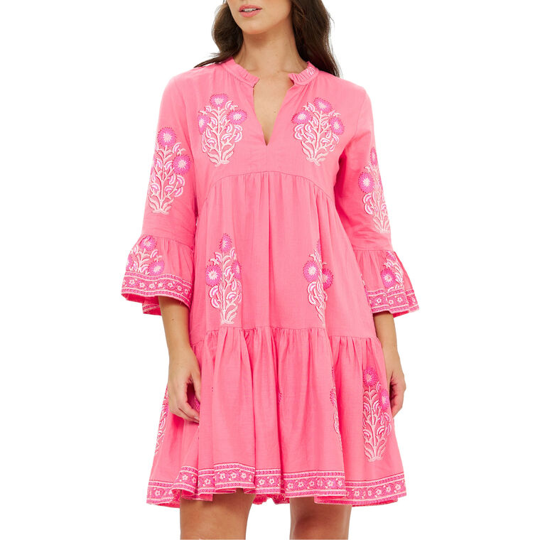 Bell Sleeve Tiered Mini Dress image number null