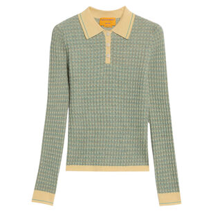 Chevron Long Sleeve Shrunken Polo