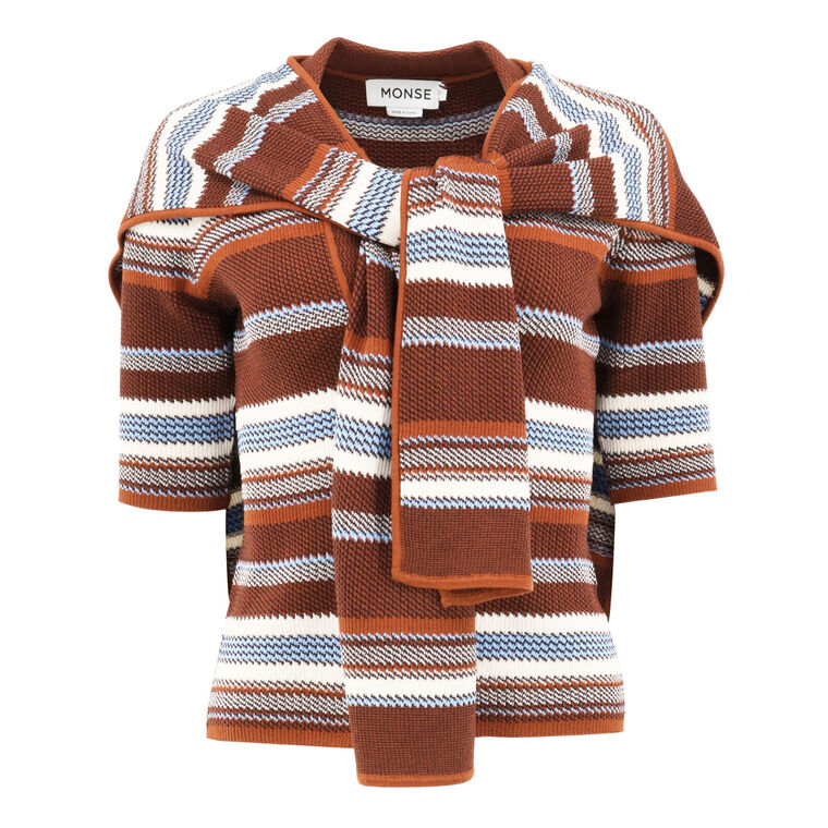 Striped Jacquard Top And Scarf image number null
