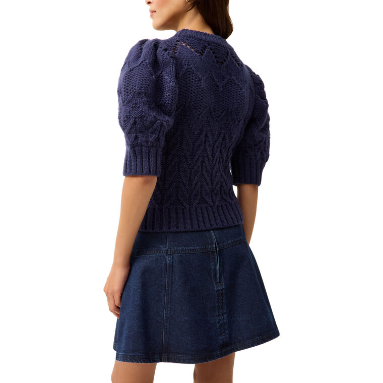 Vayda Short Sleeve Cable Knit Pullover Sweater image number null