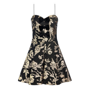Daniela Sleeveless Bow Detail Jacquard Mini Dress