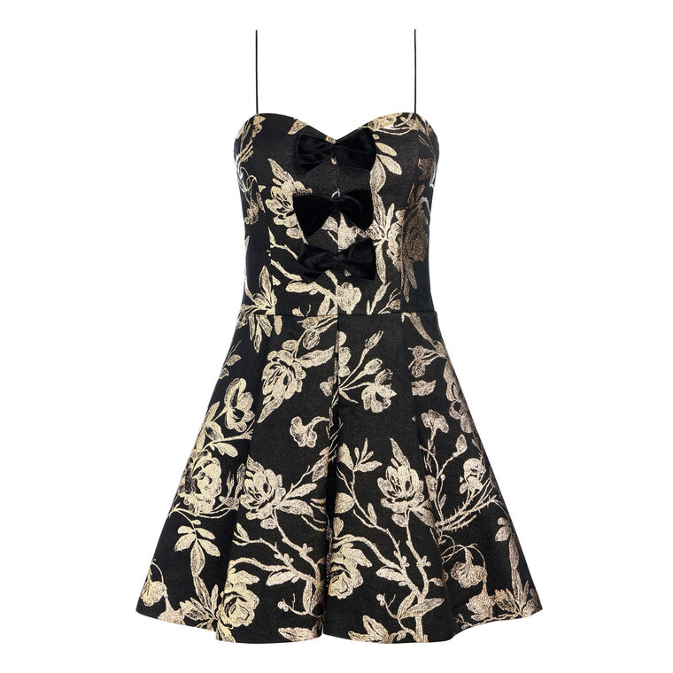 Daniela Sleeveless Bow Detail Jacquard Mini Dress image number null