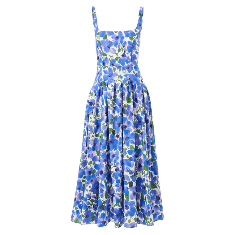 Floral-Print Scoop-Neck Midi Dress image number null