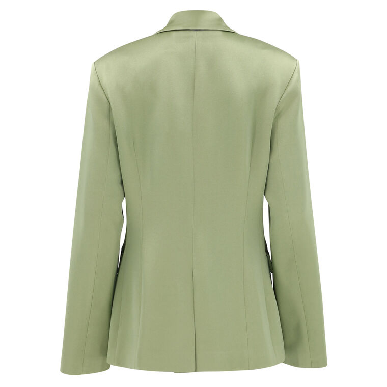 Doubleface Satin Broad Shoulder Blazer image number null