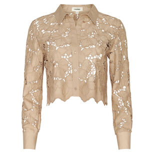 Seychelle Lace Cropped Buttondown Blouse