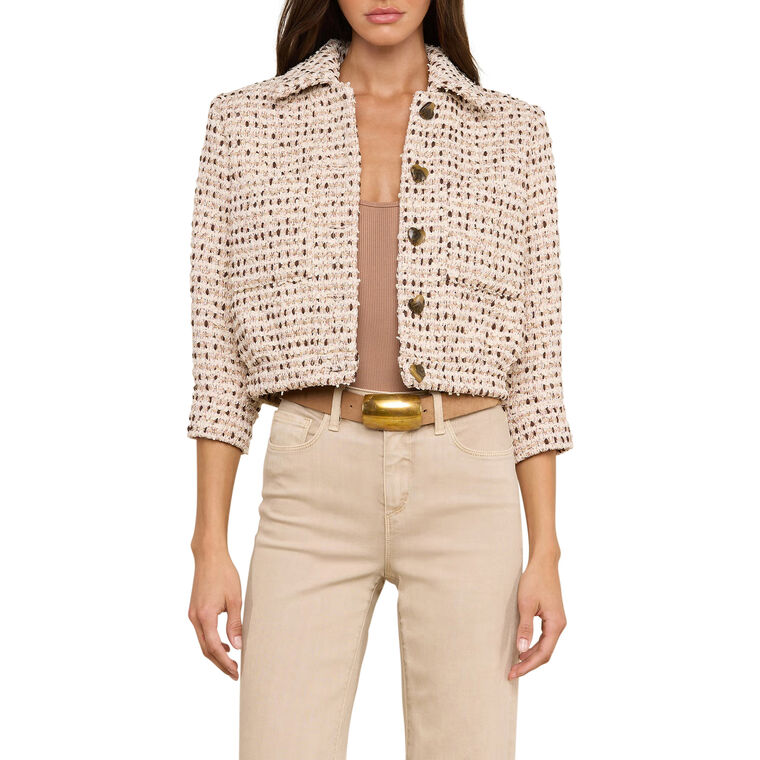 Jia 3/4 Sleeve Cropped Tweed Jacket image number null