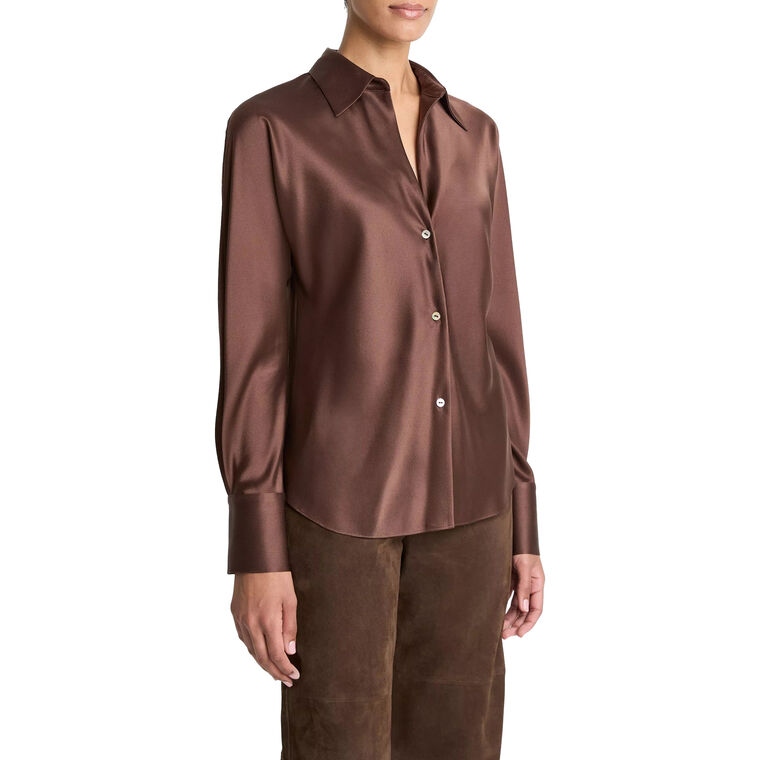 Silk Bias Long Sleeve Blouse image number null