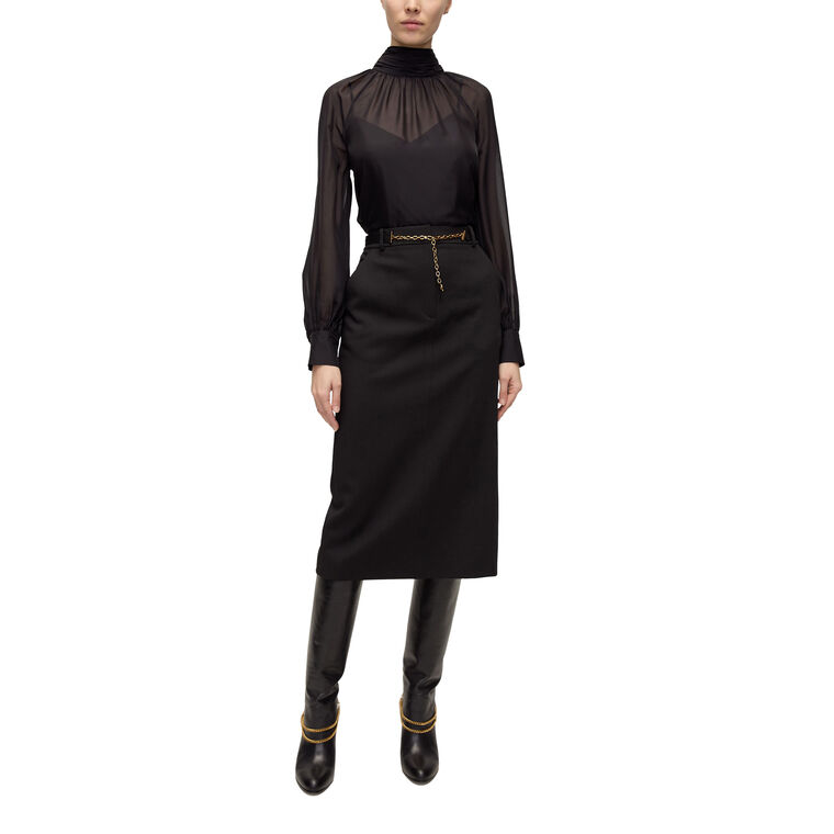 Alyssa Long Sleeve Turtleneck Silk Blouse image number null