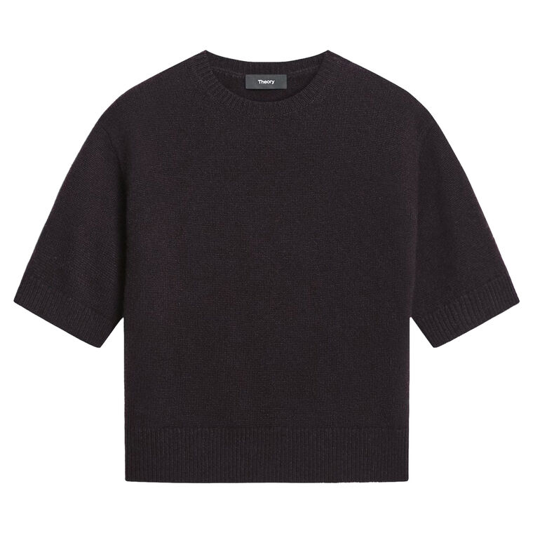 Short Sleeve Cropped Crewneck Cashmere Tee image number null