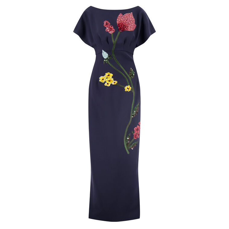Savannah Short Sleeve Floral Embroidery Gown image number null