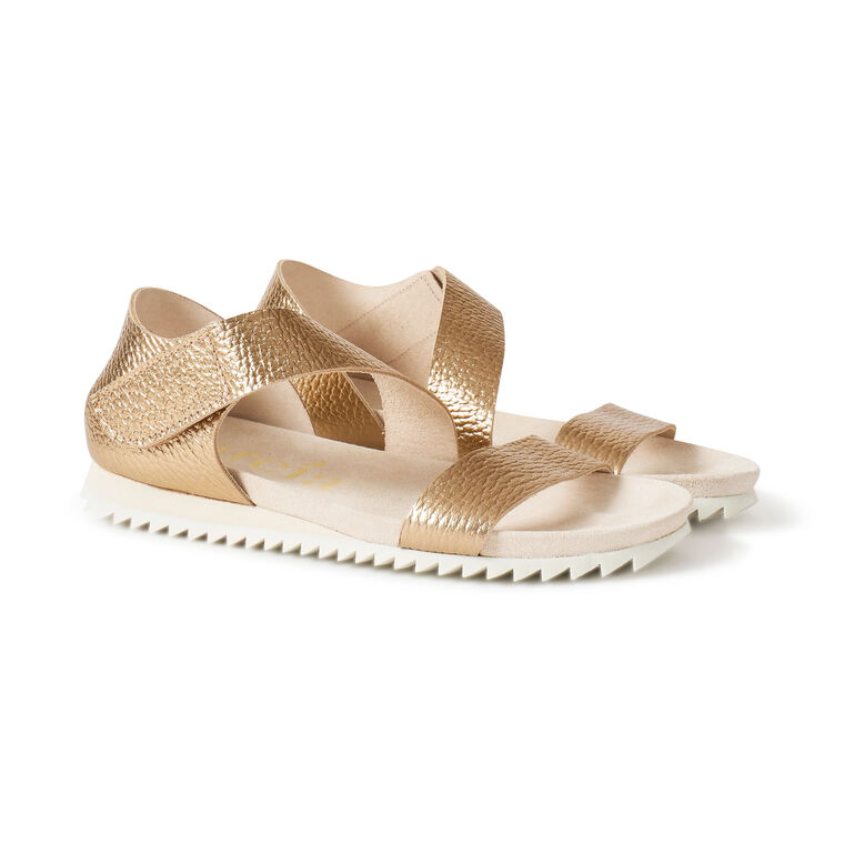 Jedda Metallic Ankle-Grip Footbed Flat Sandal image number null