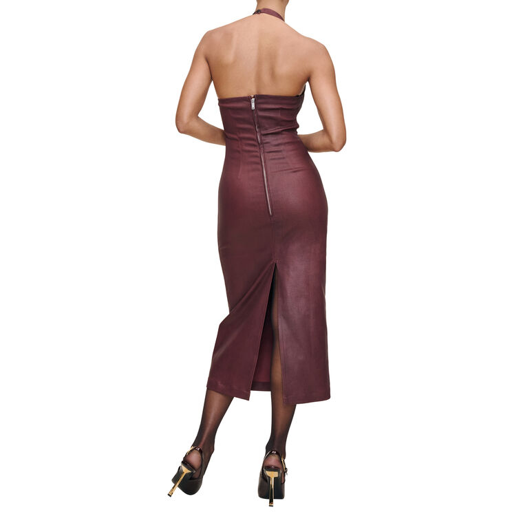 Esme Coated Denim Halterneck Midi Dress image number null