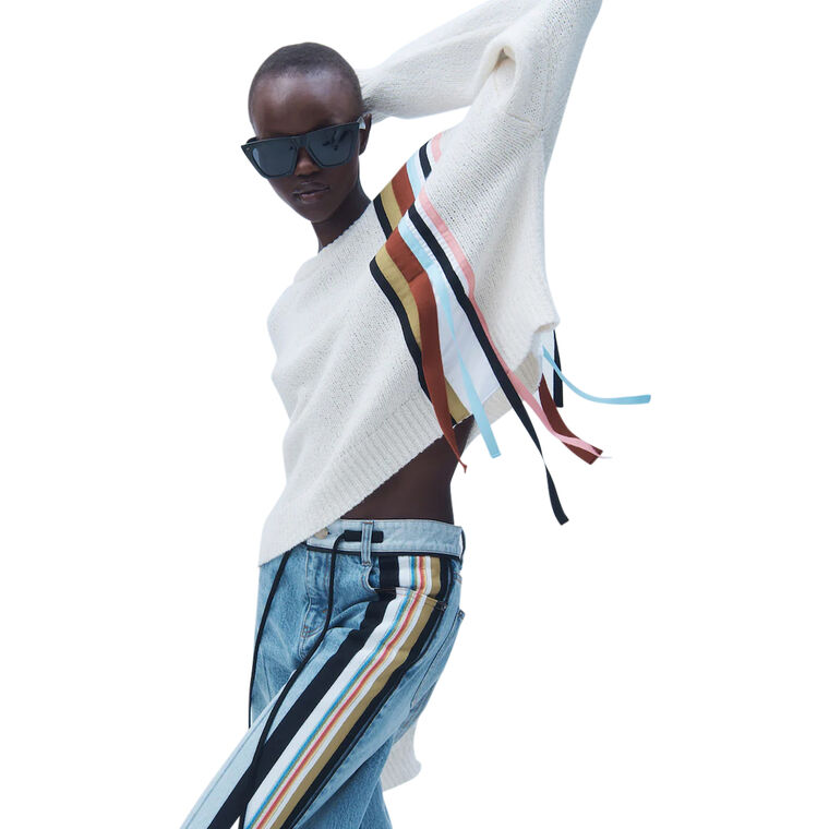 Timo Long Sleeve Stripe Detail Pullover Sweater image number null