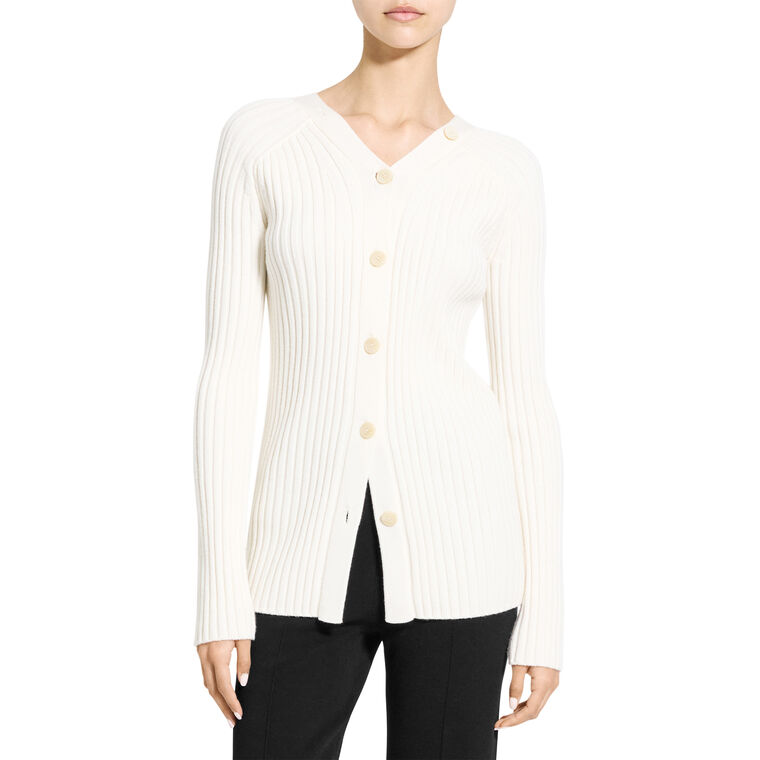 Long Sleeve Ribbed Open Back Cardigan image number null