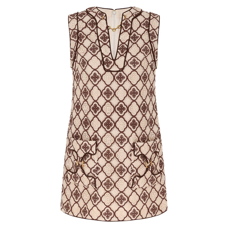 Luna Sleeveless Guipure Mini Shift Dress image number null