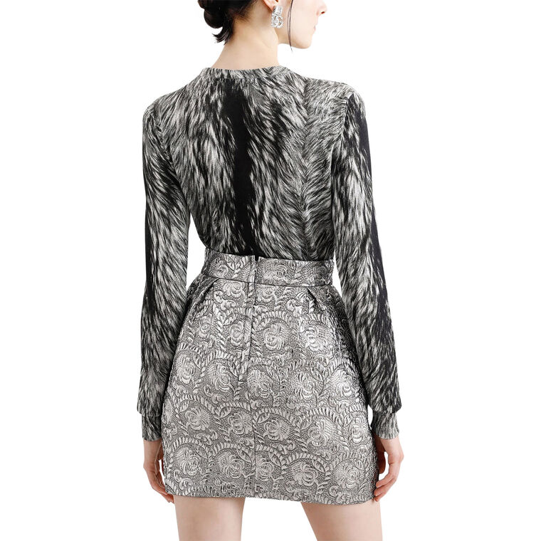 Fur Print Knit Blouse image number null