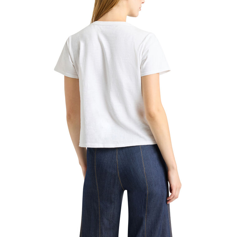 Crunchy Flower Applique Short Sleeve Shrunken Tee image number null