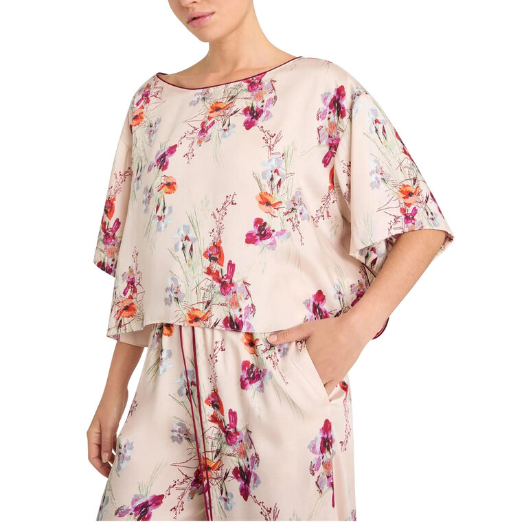 Alba Iris Bouquet Half-Sleeve High-Low Top image number null