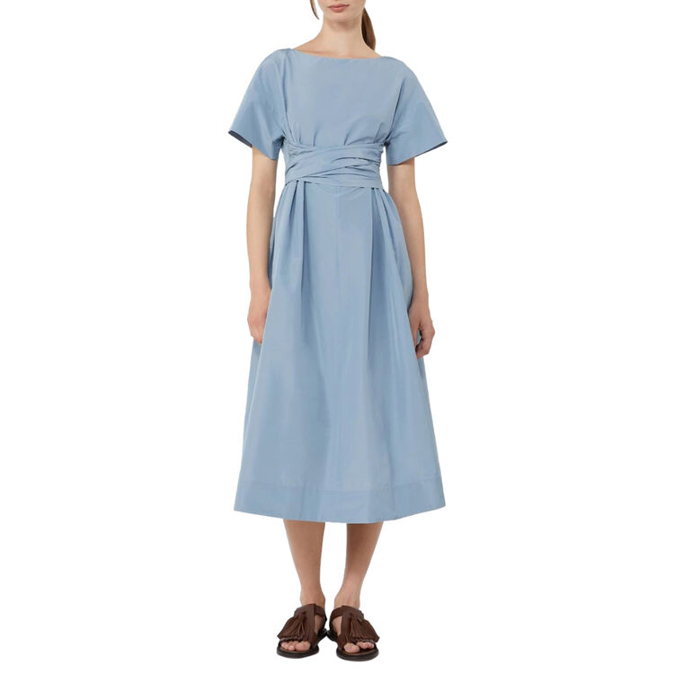 Pioppo Short Sleeve Flared Taffeta Midi Dress image number null