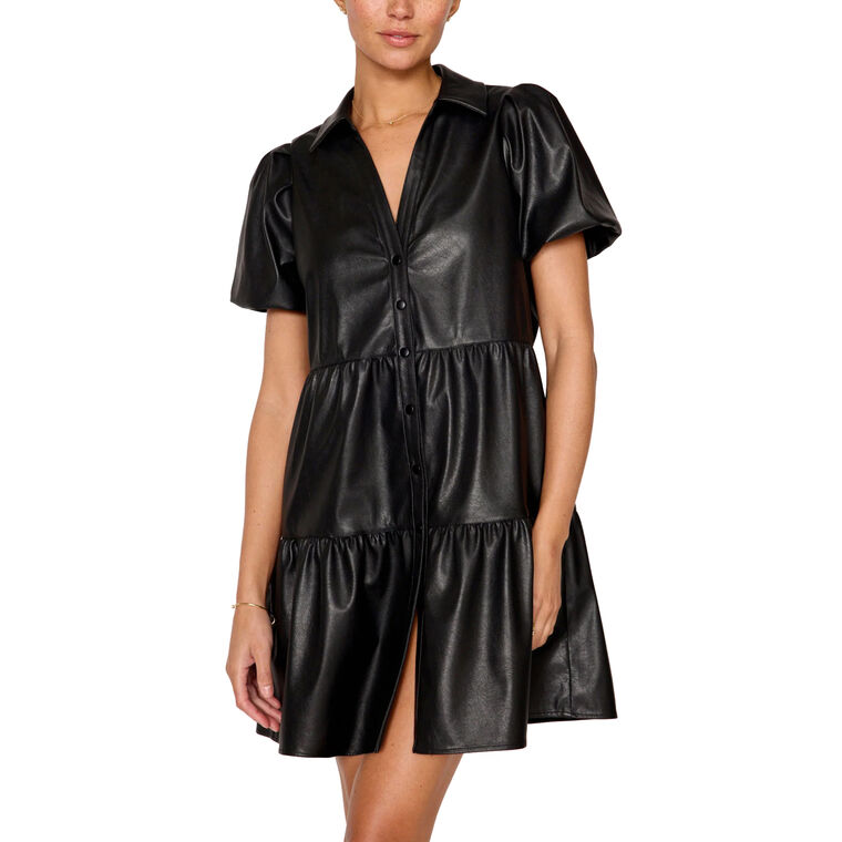The Havana Vegan Leather Mini Dress image number null