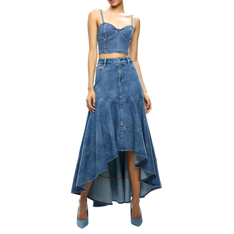 Donella High Low Denim Skirt image number null