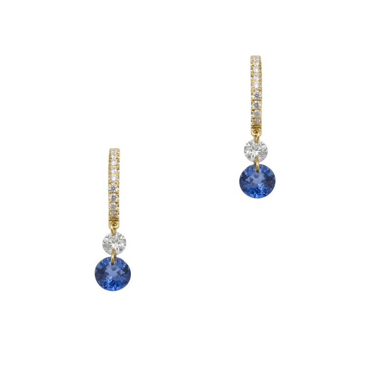 Diamond and Sapphire Drop Earrings image number null