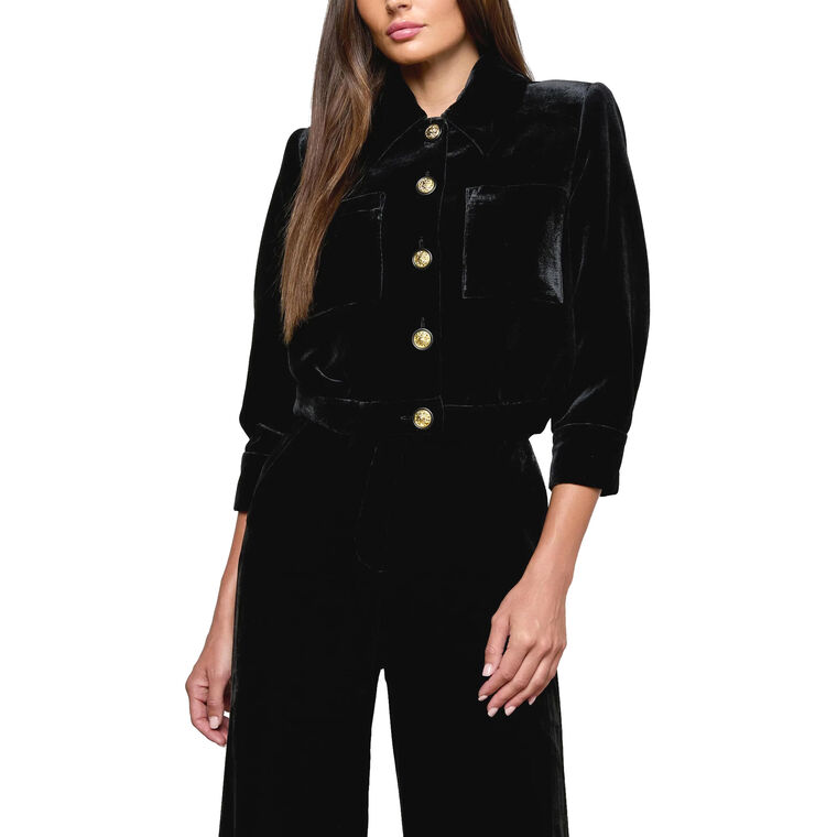 Jia Cropped Velvet Jacket image number null