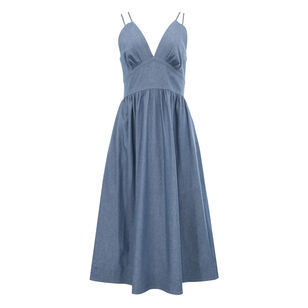 Floria Sleeveless Chambray Midi Dress
