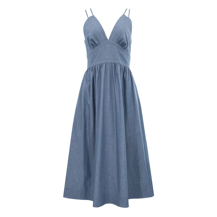 Floria Sleeveless Chambray Midi Dress image number null