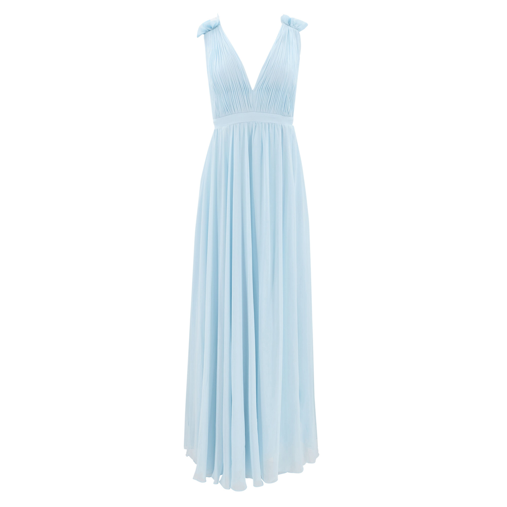 Pleated Chiffon Sleeveless V-Neck Gown