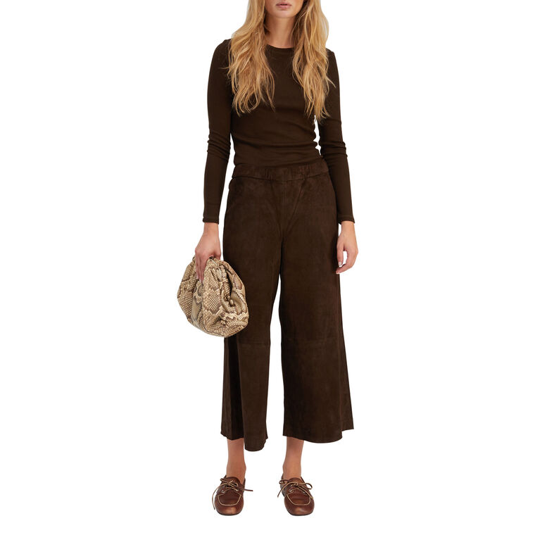 High-Rise Suede Culotte Pant image number null