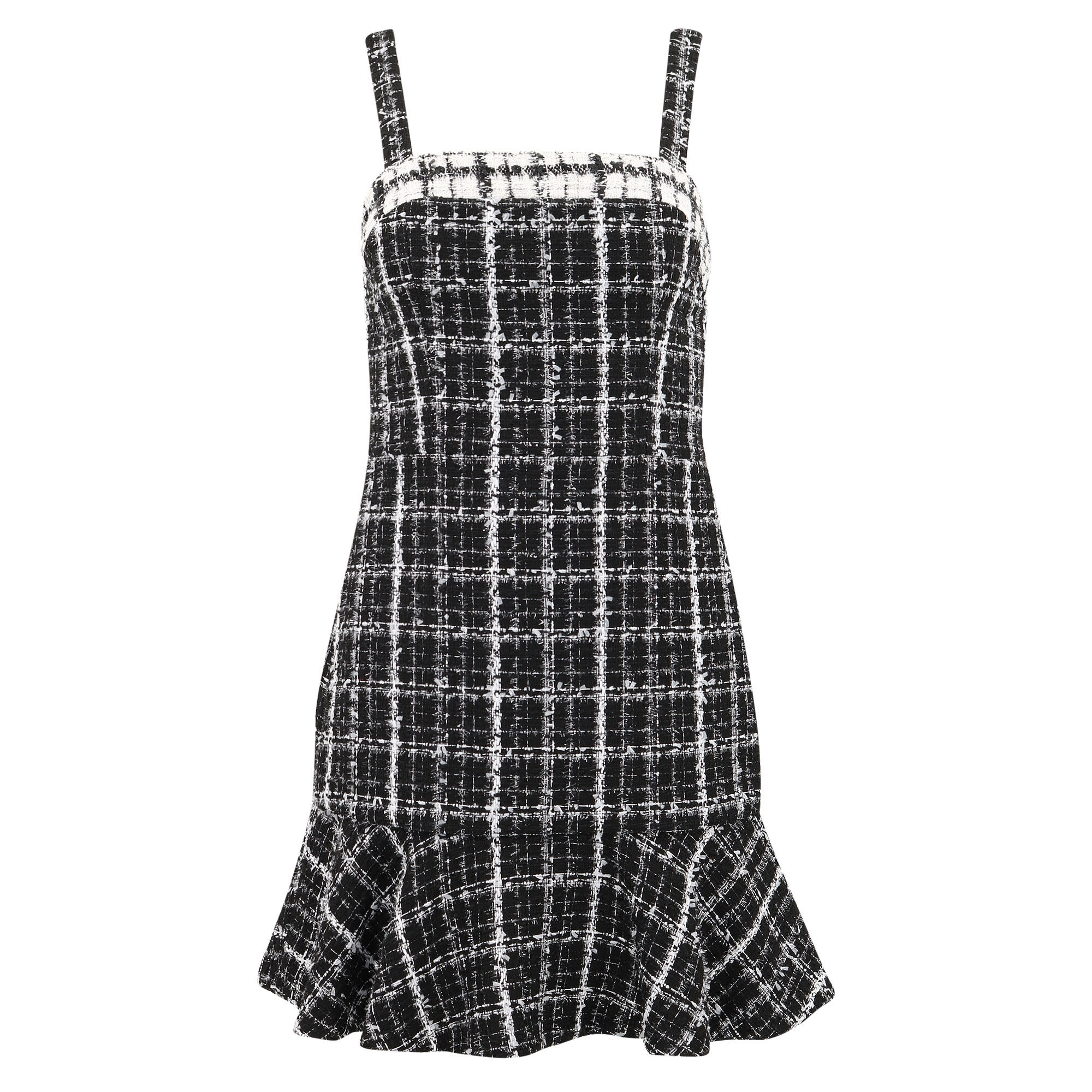 Kaidra Square Neck Tweed Mini Dress