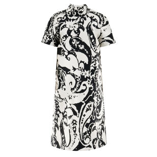 Short Sleeve Paisley Mikado A-Line Mini Dress