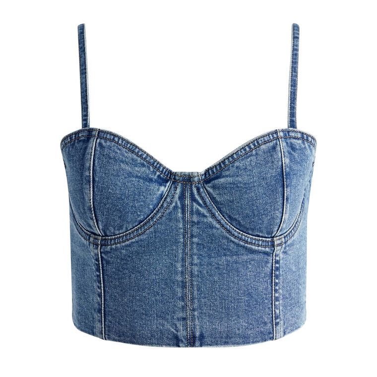 Natacha Denim Spaghetti Strap Bustier image number null