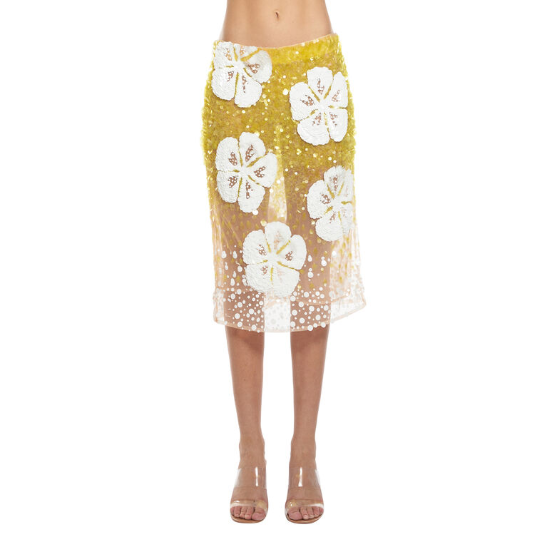 Hibiscus Embroidery Skirt image number null