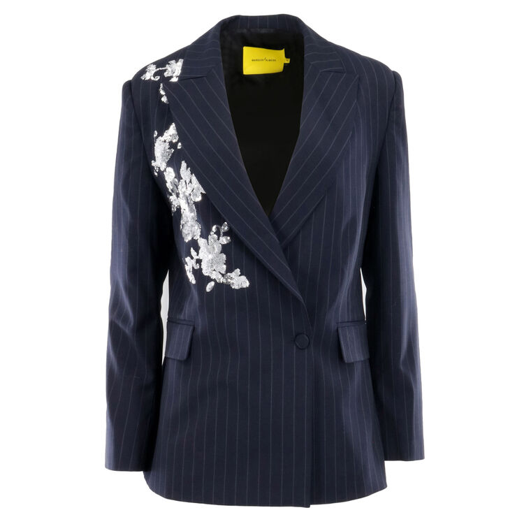 Pinstripe Blazer With Sequin Embellishment image number null